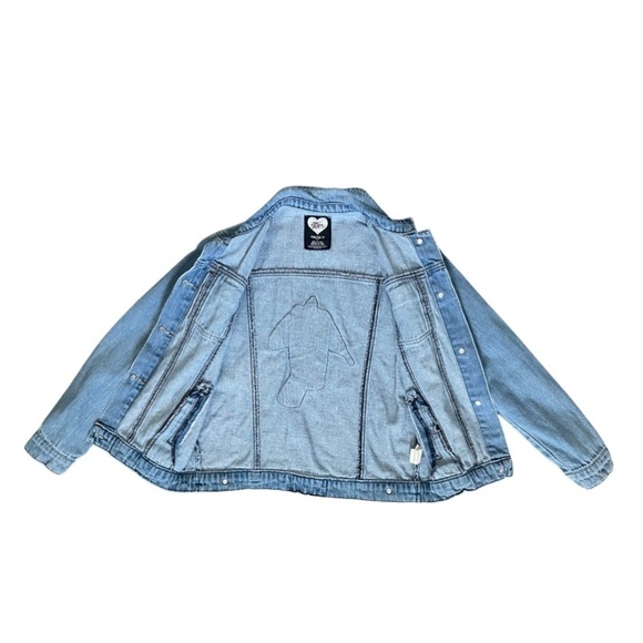 FOREVER 21 x LAZER KITTEN Got Me Pizza Classic Jean Jacket Girls Size 11/12. - Picture 3 of 16